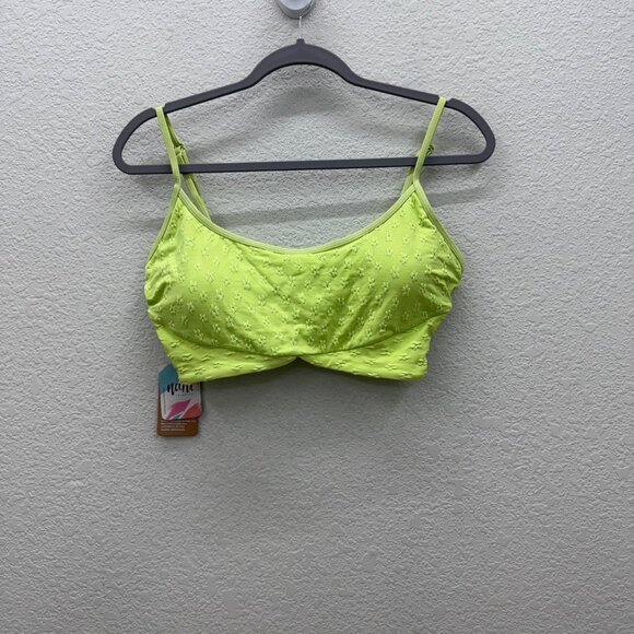 Nani Lime Tone Crop Textured Swim Bathing Suit Top Womens size Large NEW - Picture 1 of 4